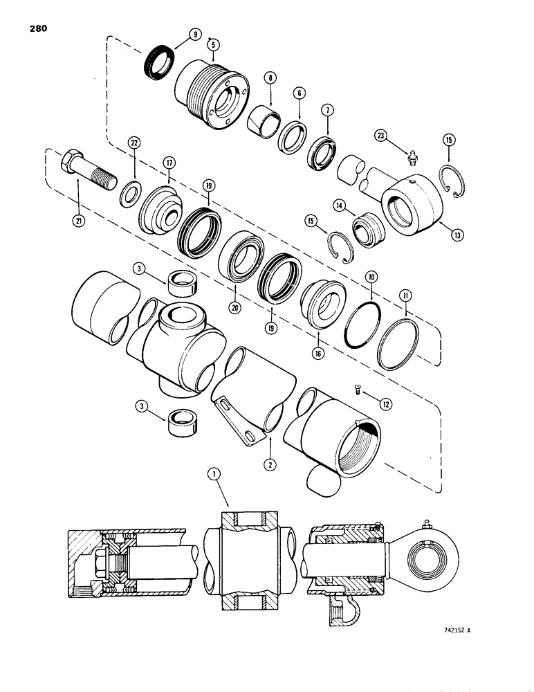 Схема запчастей Case 1150B - (280) - G33940 AND G33941 DOZER LIFT CYLINDERS, ANGLE TILT PITCH DOZER, GLAND IS STAMPED W/ CYLINDER PART # (07) - HYDRAULIC SYSTEM