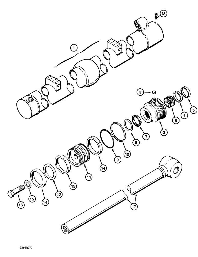 Схема запчастей Case 1155E - (8-074) - G101266 & G104570 DOZER ANGLE CYLINDERS 62" GAUGE STANDARD & 74" GUAGE WIDE TRACK DOZER MODELS (08) - HYDRAULICS