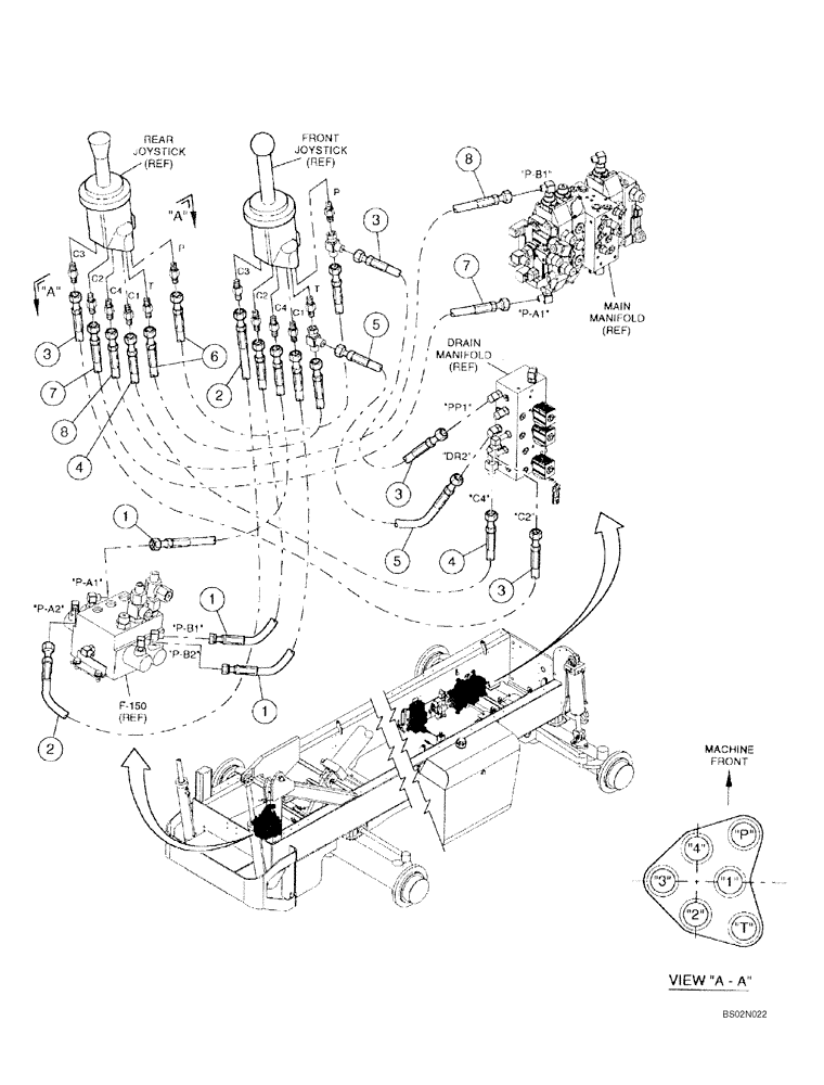 Схема запчастей Case 688G - (8-11C) - JOYSTICK HYDRAULIC CIRCUIT (ASN 686GXR JFE0001847; 688G JFE0003612) (08) - HYDRAULICS