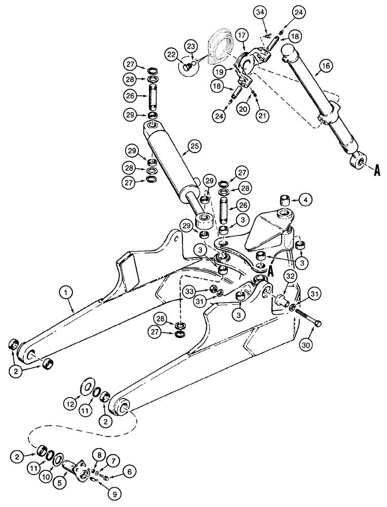 Схема запчастей Case 1150H - (09-01) - FRAME, LIFT - CYLINDERS, MOUNTING (09) - CHASSIS