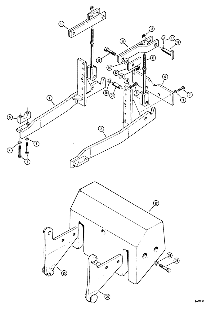 Схема запчастей Case 34 - (096) - BACKHOE MOUNTING PARTS AND COUNTERWEIGHT 