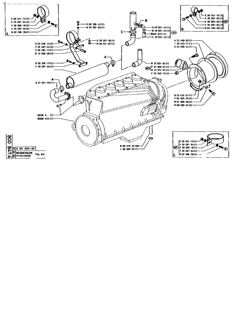 Схема запчастей Case 90BCL - (099) - FITTED ENGINE F6L 912 (01) - ENGINE