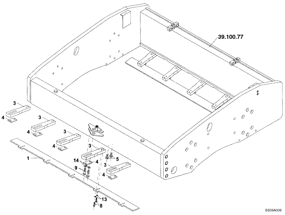 Схема запчастей Case SV212 - (39.100.28[01]) - SCRAPER, SMOOTH DRUM (39) - FRAMES AND BALLASTING