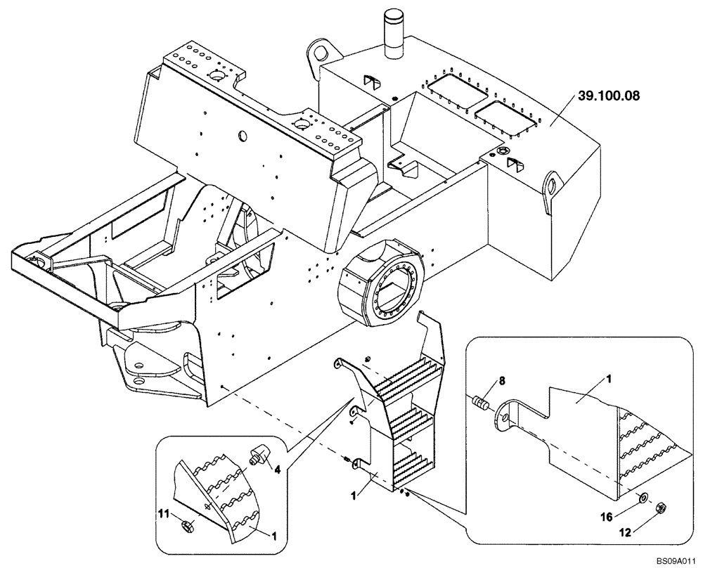 Схема запчастей Case SV212 - (39.100.15) - STEPS, PLATFORM ACCESS LH (39) - FRAMES AND BALLASTING