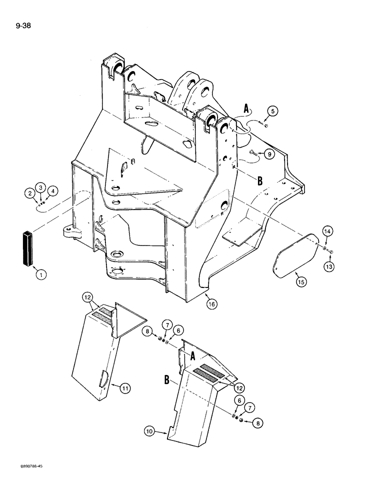 Схема запчастей Case 721 - (9-038) - FRONT FRAME AND FENDERS (09) - CHASSIS/ATTACHMENTS