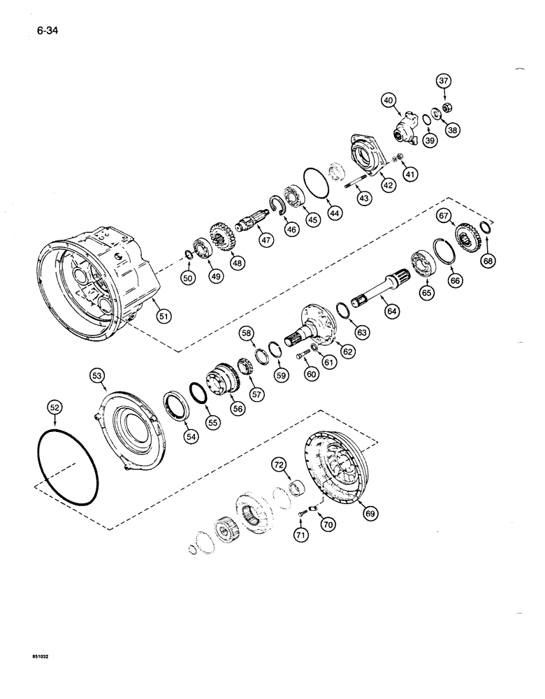 Схема запчастей Case 1085B - (6-034) - TORQUE CONVERTER, HOUSING, SHAFTS, GEARS, AND BEARINGS (06) - POWER TRAIN