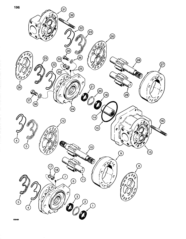 Схема запчастей Case 1280 - (196) - S615229 HYDRAULIC PUMP, USED WITH DETROIT DIESEL ENGINE (07) - HYDRAULIC SYSTEM