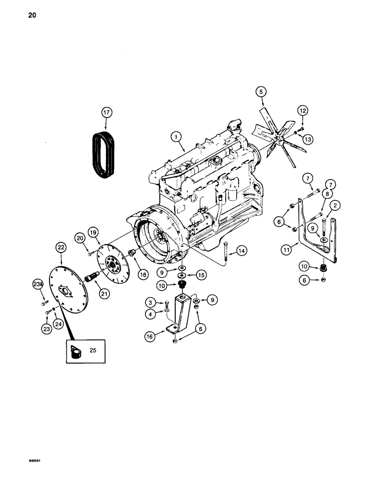 Схема запчастей Case 880C - (020) - ENGINE AND ADAPTING PARTS (01) - ENGINE