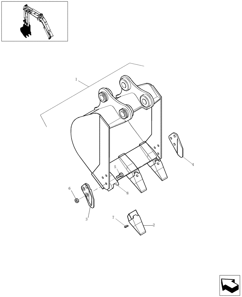 Схема запчастей Case CX22B - (674-01[1]) - BUCKET (84) - BOOMS, DIPPERS & BUCKETS