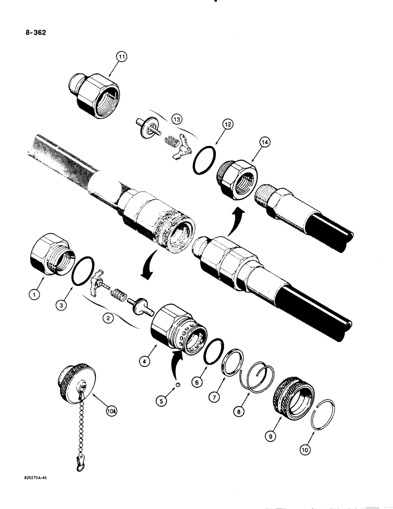 Схема запчастей Case 1455B - (8-362) - HYDRAULIC QUICK DISCONNECT COUPLINGS, D52800 FEMALE COUPLING (08) - HYDRAULICS