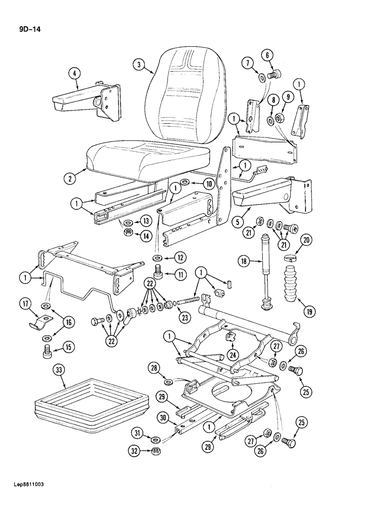 Схема запчастей Case 688 - (9D-14) - SEAT, P.I.N. FROM 11601 TO 11699 (09) - CHASSIS