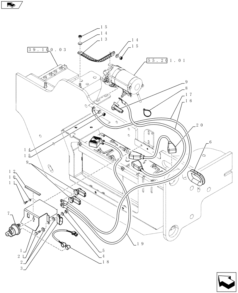 Схема запчастей Case 721F - (55.301.02) - BATTERY CABLE (55) - ELECTRICAL SYSTEMS