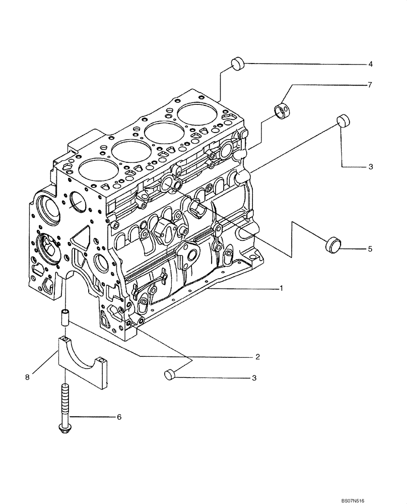 Схема запчастей Case 750L - (02-20) - CYLINDER BLOCK (02) - ENGINE