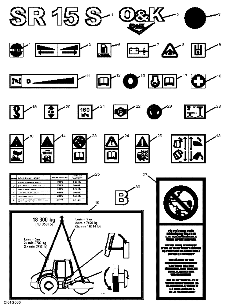 Схема запчастей Case SR15 - (12-028-00[01]) - DECALS (09) - CHASSIS/ATTACHMENTS