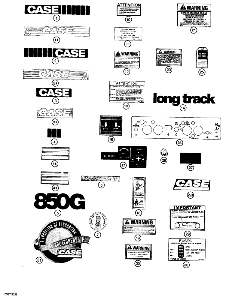 Схема запчастей Case 850G - (9-80) - DECALS (05) - UPPERSTRUCTURE CHASSIS