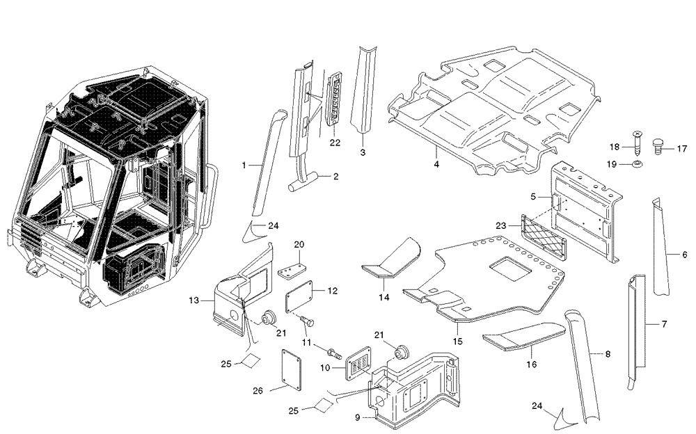 Схема запчастей Case 325 - (5.652CA[09]) - ROPS CAB - COVERING (10) - Cab/Cowlings