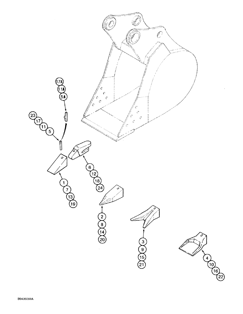 Схема запчастей Case 9030 - (9-86) - HENSLEY BUCKET T00TH OPT OSE H&H BUCKT (09) - CHASSIS