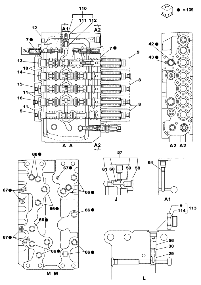 Схема запчастей Case CX330 - (08-68) - CONTROL VALVE (08) - HYDRAULICS