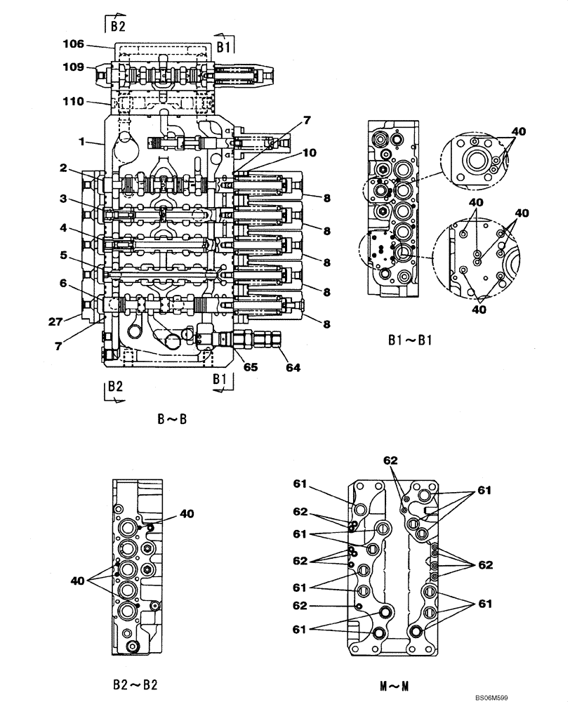 Схема запчастей Case CX210B - (08-66) - KRJ16011 VALVE ASSY - CONTROL (08) - HYDRAULICS