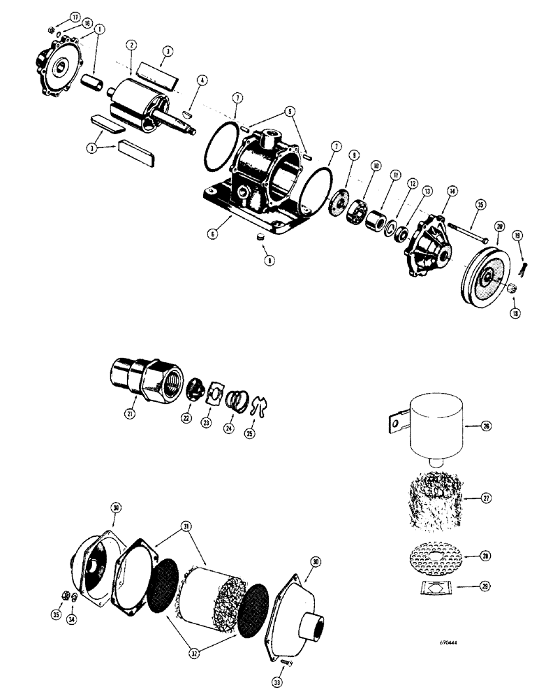 Схема запчастей Case W8C - (126) - HYDROVAC VACUUM PUMP, CHECK VALVE, A18529 AIR CLEANER (07) - BRAKES