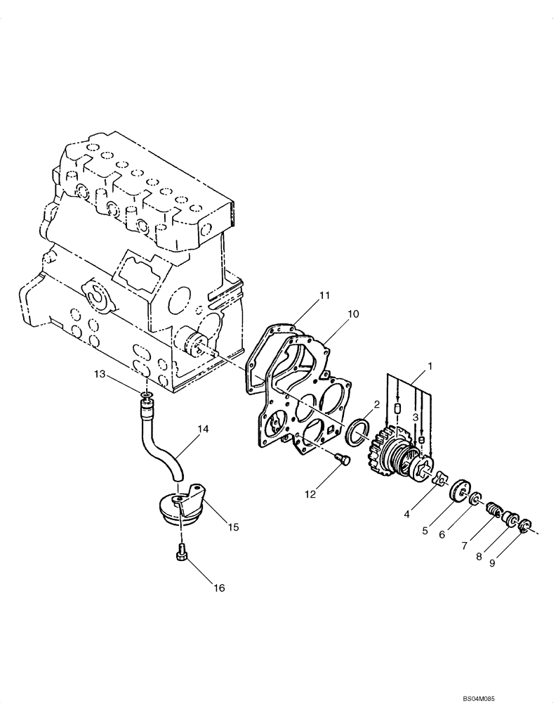 Схема запчастей Case 410 - (02-16) - OIL PUMP & SUCTION FILTER (02) - ENGINE