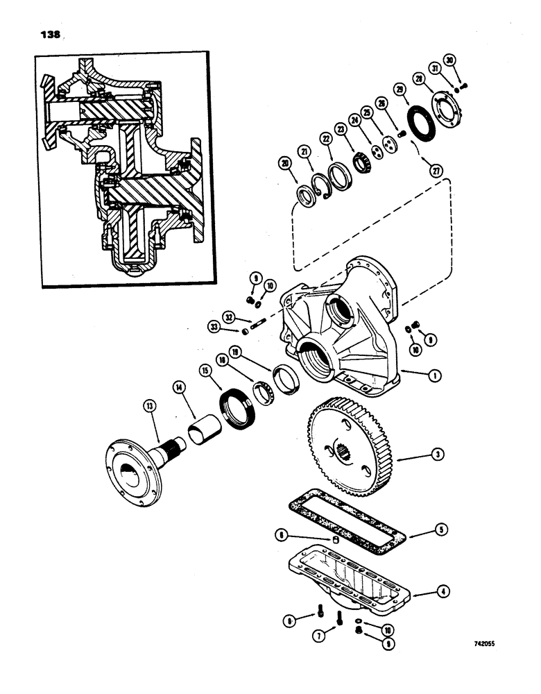 Схема запчастей Case 450 - (138) - TRANSMISSION FINAL DRIVE & HOUSING, 50" AND 52" GAUGE MODELS, USED LOADER TRANS. SN 2682386 & AFTER (03) - TRANSMISSION