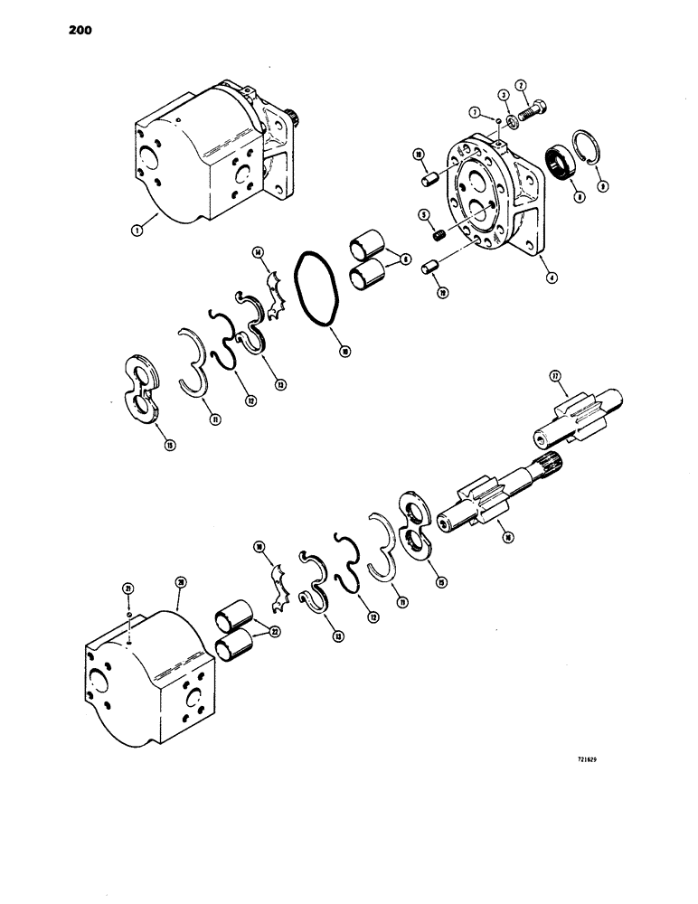 Схема запчастей Case 1450 - (200) - R25852 HYDRAULIC PUMP, USED BEFORE TRACTOR SN 8379701 (08) - HYDRAULICS