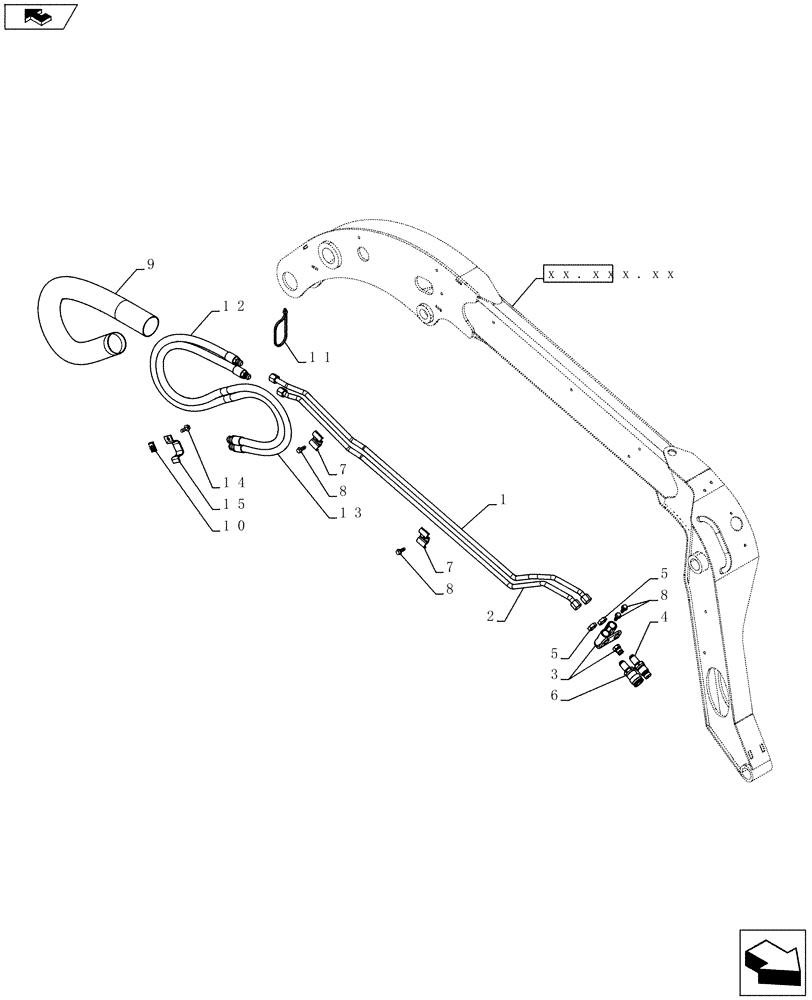 Схема запчастей Case SV185 - (35.734.AH[02]) - AUX HYD, STD, ARM PLUMBING (SV185) (35) - HYDRAULIC SYSTEMS