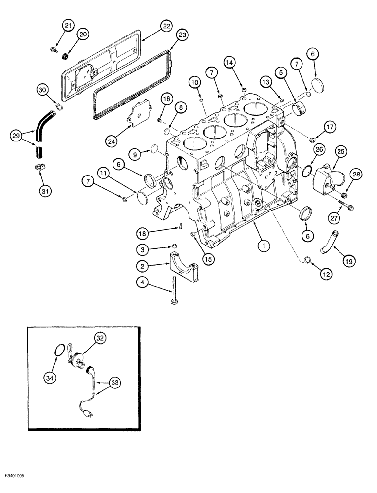 Схема запчастей Case 550G - (2-42) - CYLINDER BLOCK, 4T-390 ENGINE, PRIOR TO P.I.N. JJG0255794 (01) - ENGINE