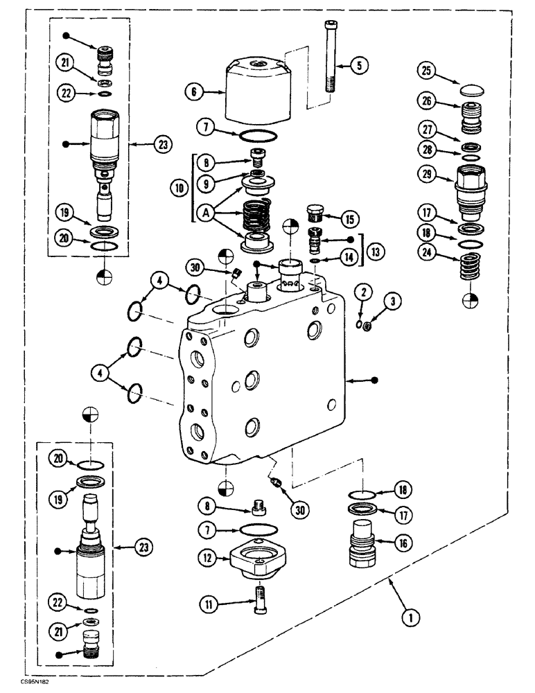 Схема запчастей Case 688BCK - (8C-22) - CONTROL VALVE SECTION - BUCKET, 688B CK (120301-) (07) - HYDRAULIC SYSTEM