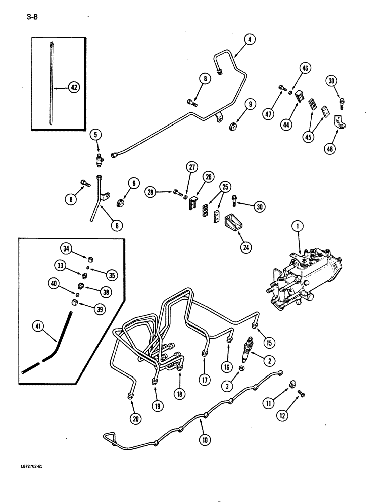 Схема запчастей Case 855D - (3-08) - FUEL INJECTION SYSTEM, 6-590 ENGINE (NATURAL ASPIRATED) (03) - FUEL SYSTEM