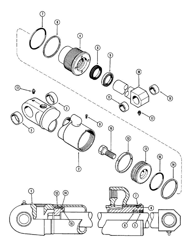 Схема запчастей Case 1530 - (134) - LIFT CYLINDER, USED ON ALL MODELS, USED BEFORE TRACTOR SERIAL NO. 9818251 (09) - CHASSIS/ATTACHMENTS