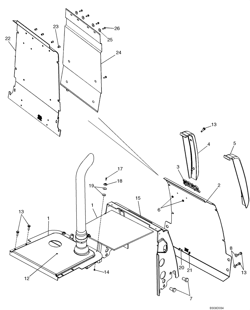 Схема запчастей Case 570MXT - (09-26) - HOOD - GRILLE, CHAFF SCREEN AND RADIATOR WRAPPER (09) - CHASSIS/ATTACHMENTS