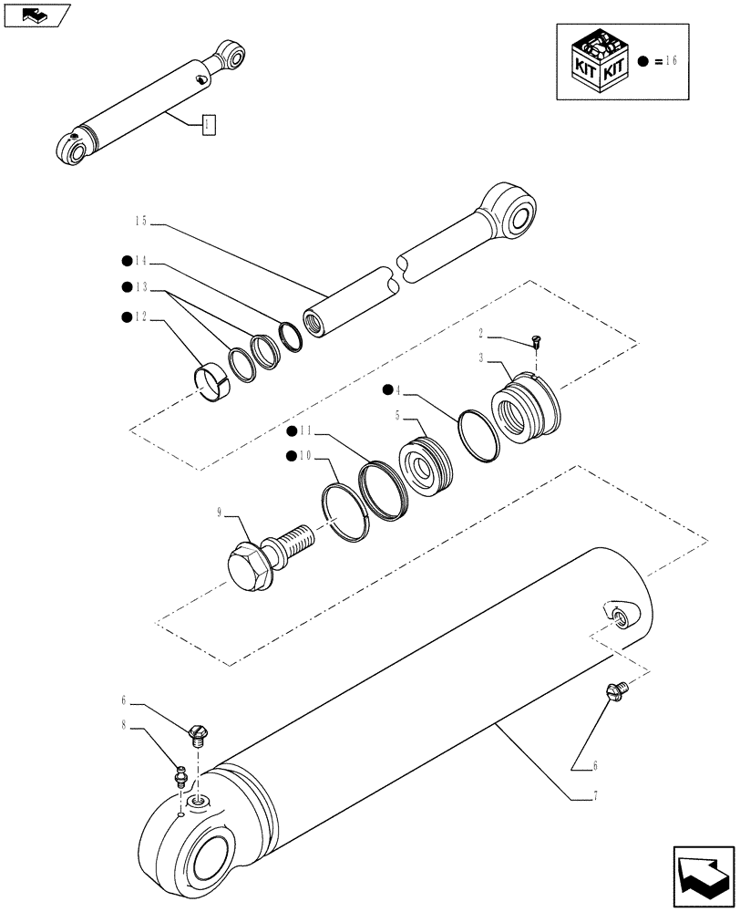 Схема запчастей Case 580SN - (35.703.0202) - STABILIZER CYLINDER, RH, COMPONENTS (35) - HYDRAULIC SYSTEMS