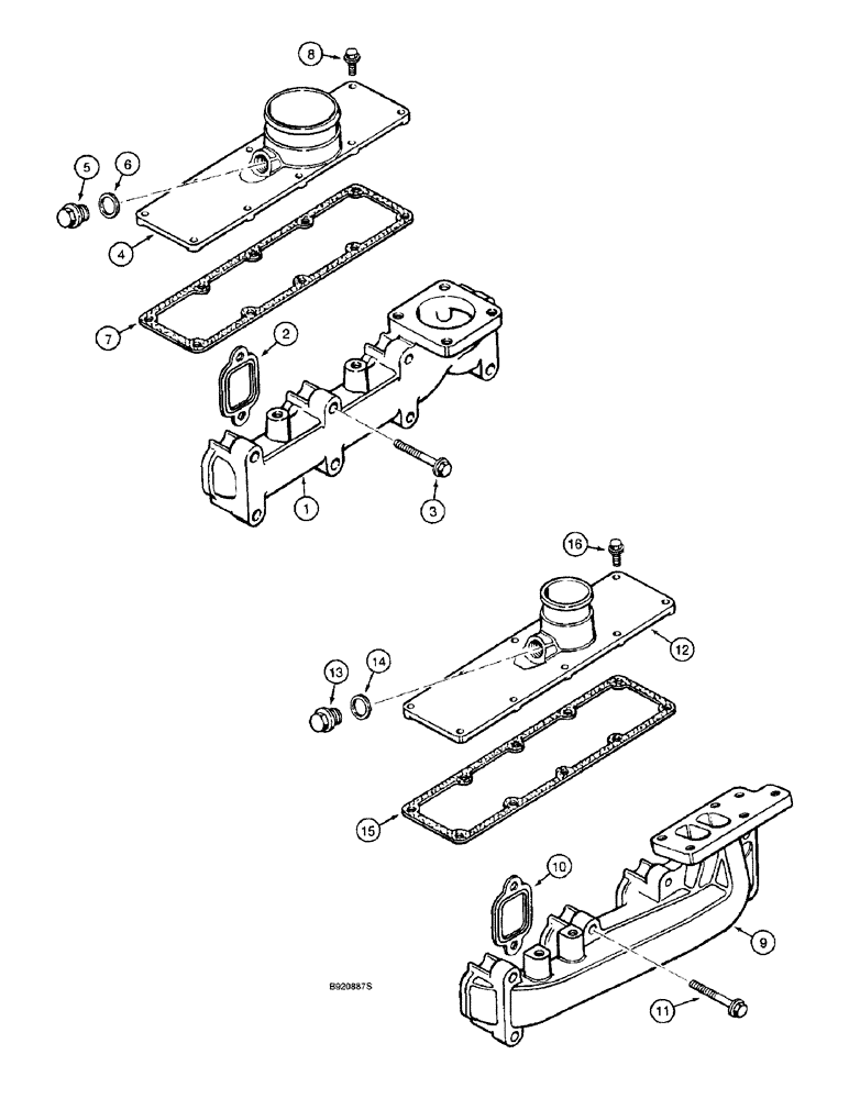 Схема запчастей Case 580L - (2-26) - MANIFOLDS - EXHAUST AND INTAKE, EXHAUST - 4-390 EMISSIONS CERTIFIED ENGINE (02) - ENGINE