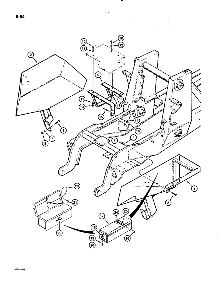 Схема запчастей Case 480E - (9-094) - FENDERS, STEP, AND TOOL BOX, 480E MODELS ONLY (09) - CHASSIS/ATTACHMENTS