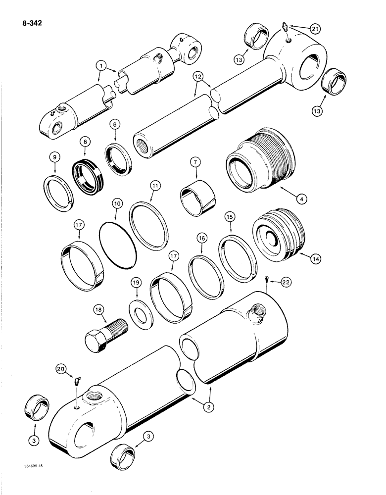 Схема запчастей Case 780C - (8-342) - G105857 BACKHOE BUCKET CYLINDER (08) - HYDRAULICS