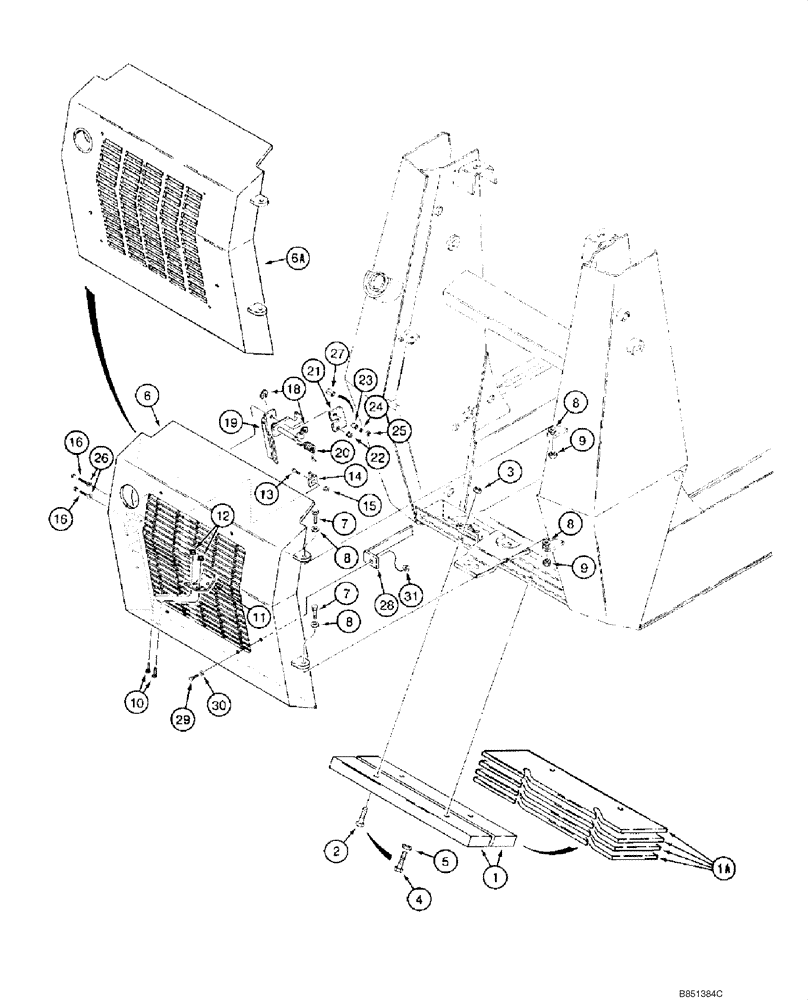 Схема запчастей Case 1845C - (09-20) - COUNTERWEIGHTS, REAR - DOOR, REAR SWING-OUT (09) - CHASSIS/ATTACHMENTS