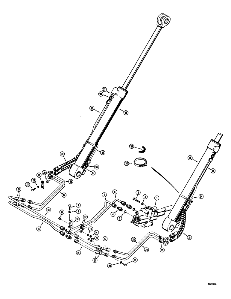 Схема запчастей Case 680CK - (166) - LOADER HYDRAULICS, LIFT CYLINDER (82) - FRONT LOADER & BUCKET