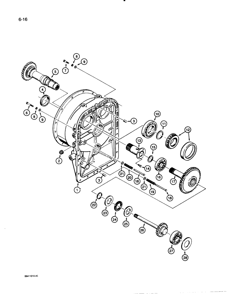 Схема запчастей Case W30 - (6-16) - ALLISON TRANSMISSION, TORQUE CONVERTER HOUSING AND GEARS (06) - POWER TRAIN