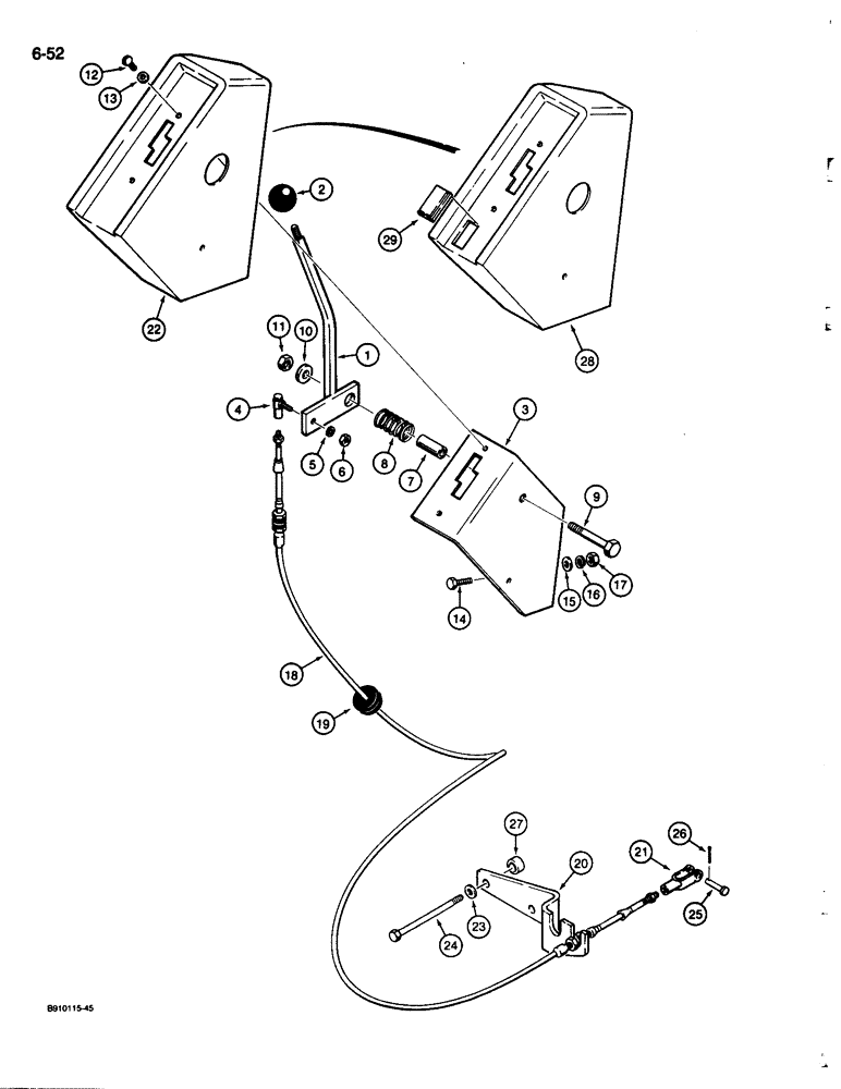 Схема запчастей Case 680L - (6-52) - TRANSMISSION RANGE CONTROL (06) - POWER TRAIN