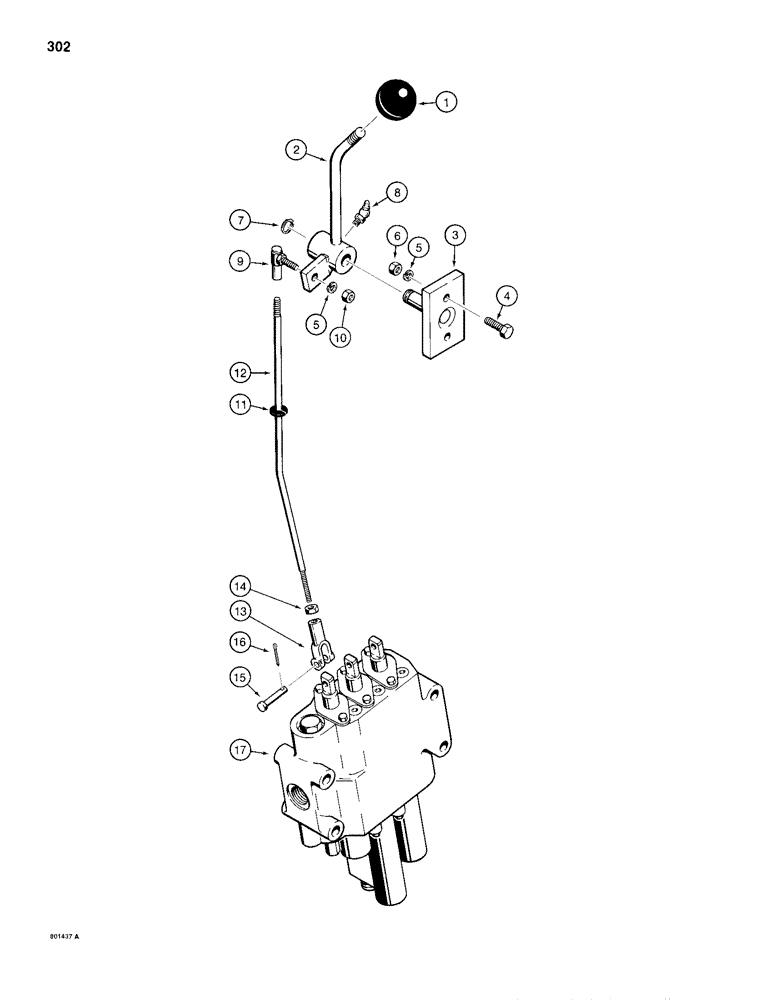 Схема запчастей Case 680H - (302) - LOADER CONTROLS - 3 SPOOL VALVE AND LEVERS (09) - CHASSIS/ATTACHMENTS