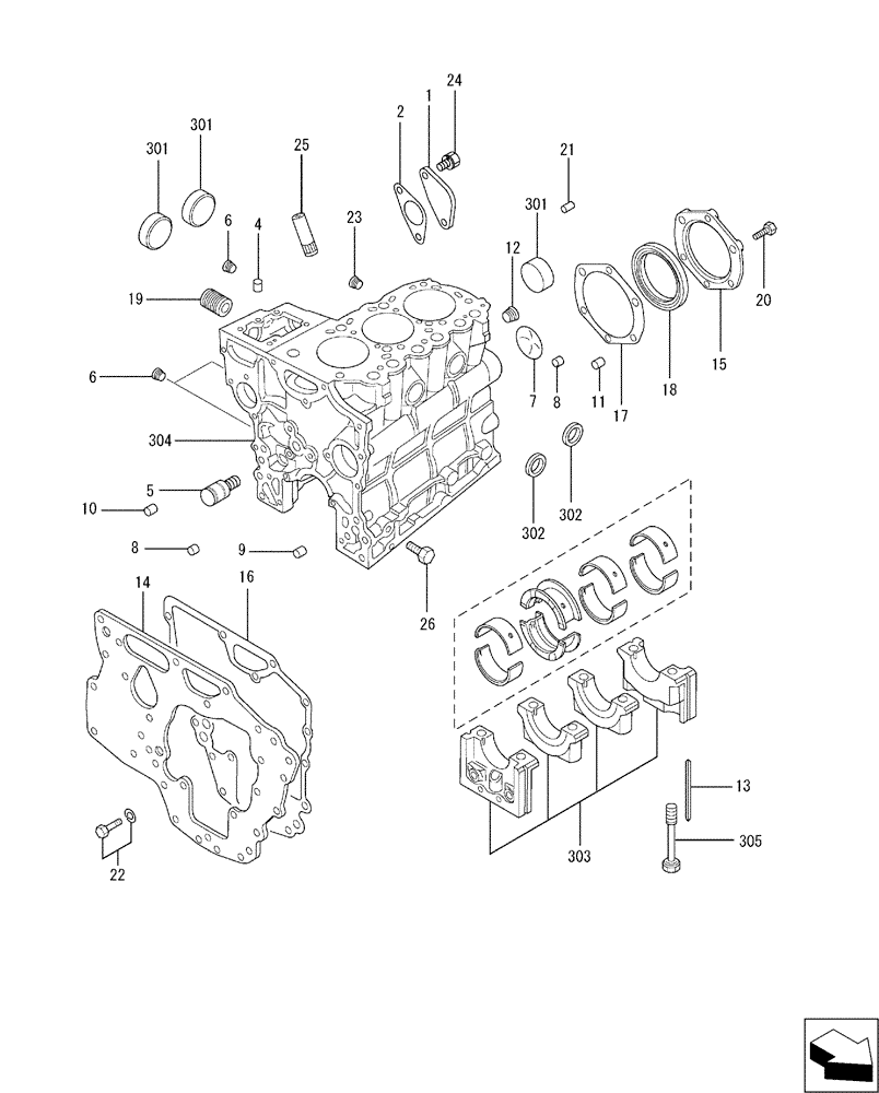 Схема запчастей Case CX17B - (08-005) - CRANKCASE (10) - ENGINE