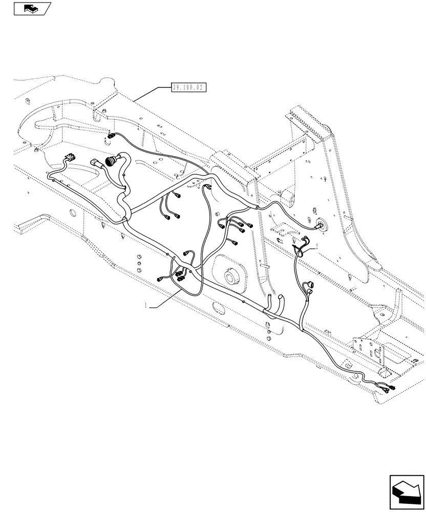 Схема запчастей Case 590SN - (55.100.02) - MAIN FRAME – HARNESS – W/ STANDARD TRANSMISSION – W/ CAB (55) - ELECTRICAL SYSTEMS