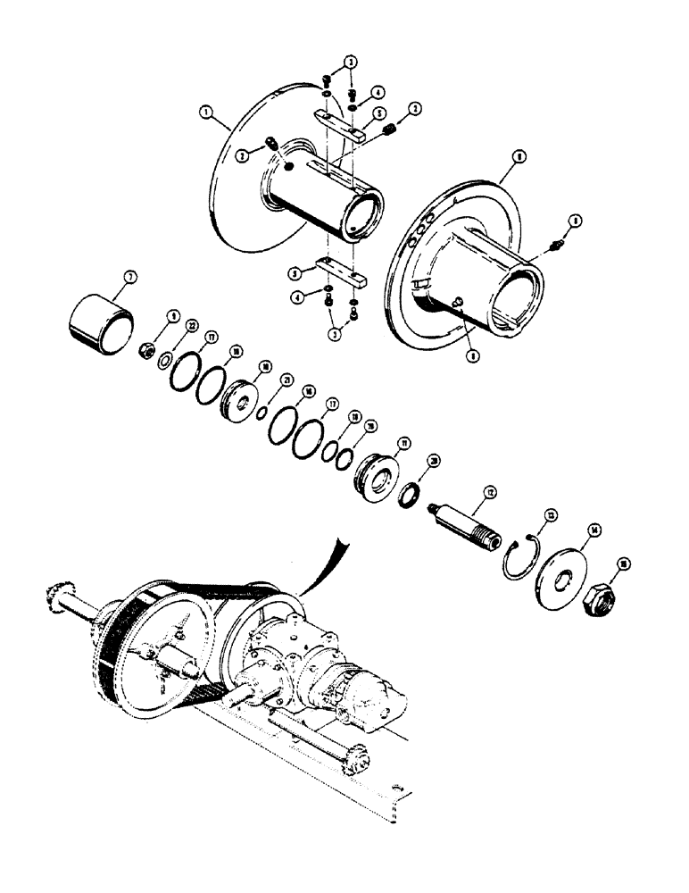 Схема запчастей Case 1529 - (088) - 9" VARIABLE SPEED DRIVE ASSEMBLY (14) - MAIN GEARBOX & DRIVE