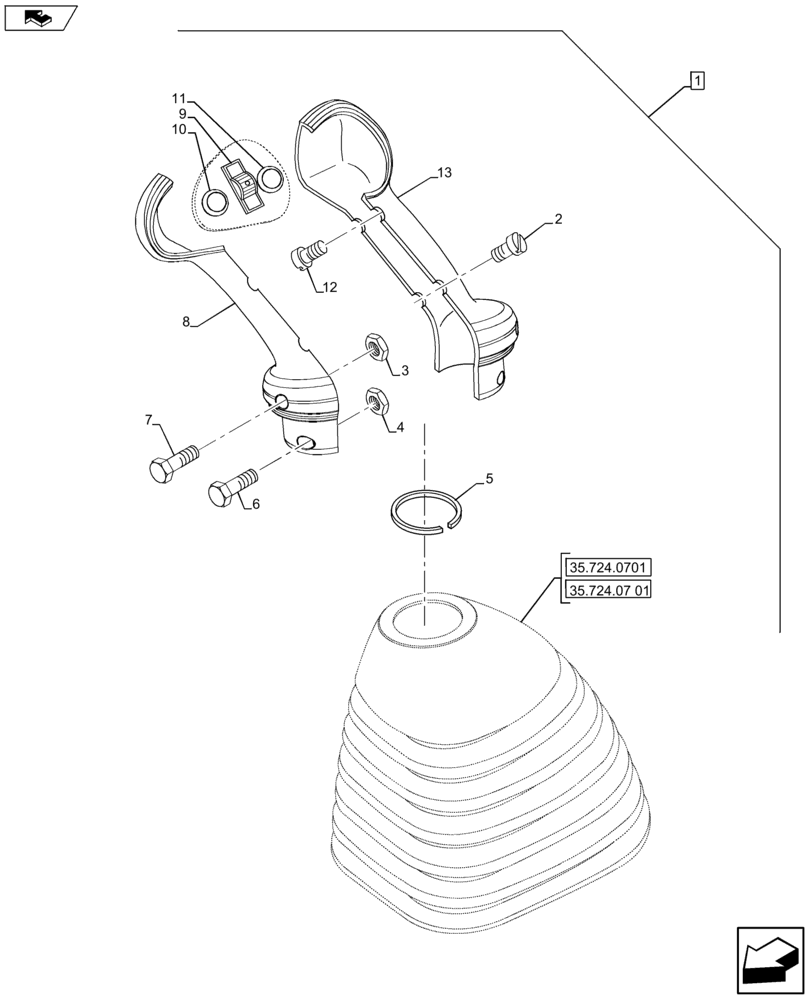 Схема запчастей Case 580SN - (88.035.22[07]) - DIA KIT, MECH CONTROLS, 3 SPOOLS, STANDARD TRANSMISSION (88) - ACCESSORIES