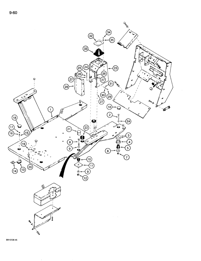 Схема запчастей Case 780D - (9-060) - OPERATORS COMPARTMENT FRAME AND MOUNTING (09) - CHASSIS/ATTACHMENTS