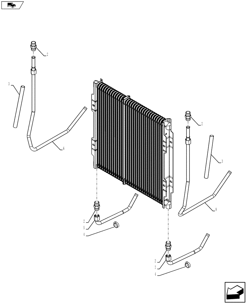 Схема запчастей Case 580SN WT - (10.408.02) - VAR - 423000, 442082, 747853, 747854, 747855 - OIL COOLER, HYDRAULIC OIL (10) - ENGINE