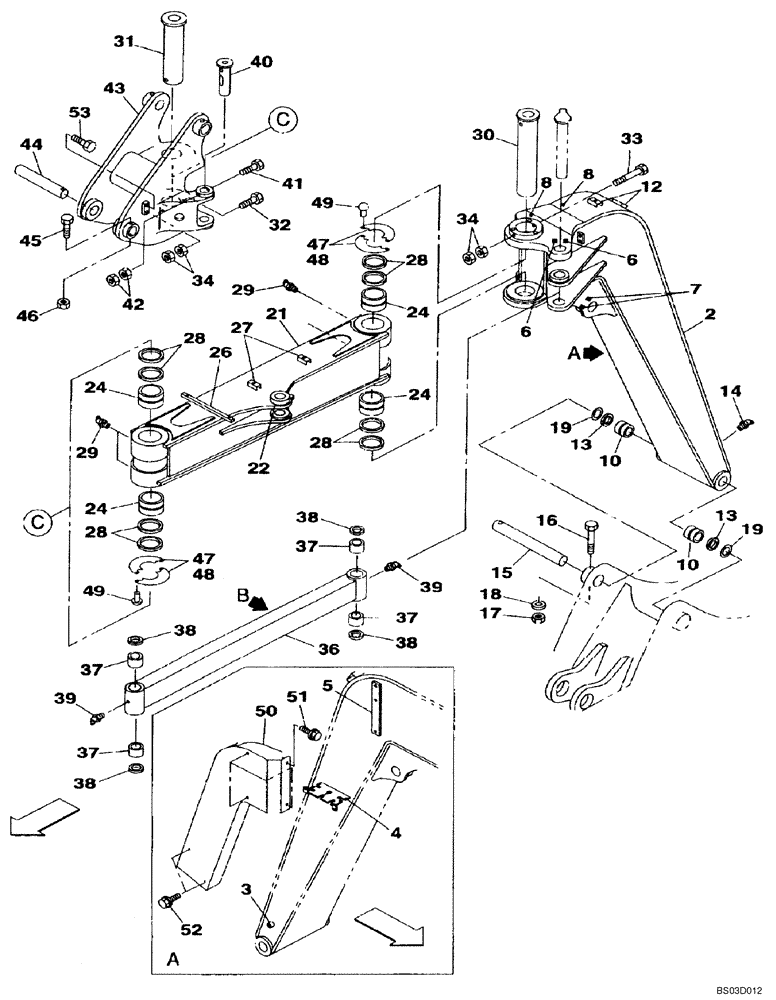 Схема запчастей Case CX75SR - (09-39) - BOOM, OFFSET - MODELS WITHOUT LOAD HOLD (09) - CHASSIS/ATTACHMENTS