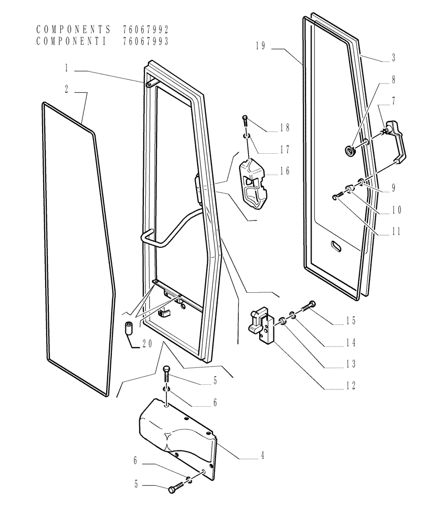 Схема запчастей Case 1850K LT - (9.653[33]) - ROPS CAB - DOOR - OPTIONAL CODE 76078133 (19) - OPTIONS